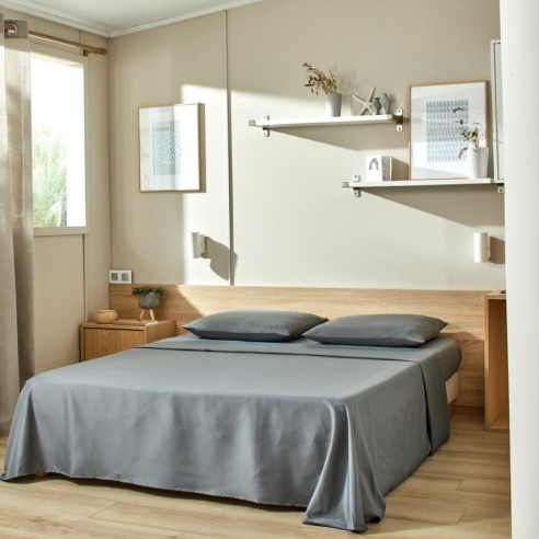 Parure de lit drap plat lavable grise anthracite Easytex Parure de lit drap plat lavable grise anthracite Easytex