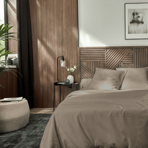 Housse de couette polycoton taupe