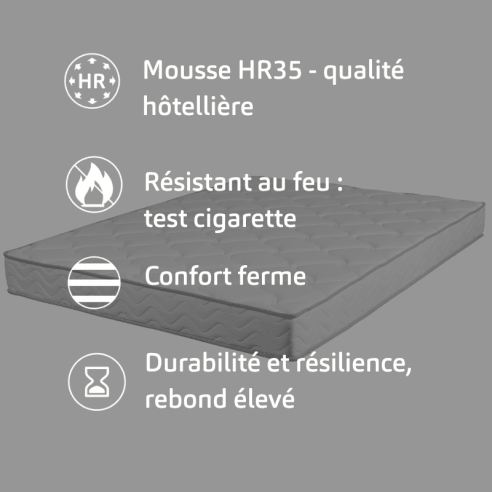 Matelas Mousse BELLADONE HR 35 kg/m³ H18cm Matelas Mousse BELLADONE HR 35 kg/m³ H18cm