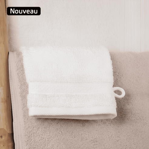 Gant de toilette blanc 100% coton - EDEN