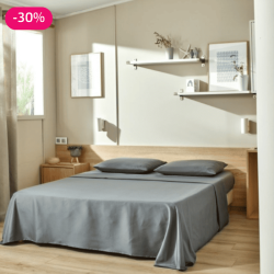 Kit de couchage drap plat lavable Eco Gris