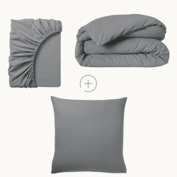 Parure de Lit microfibre Gris - Housse de...