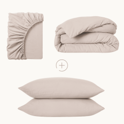Parure de Lit Microfibre Beige - Housse de...
